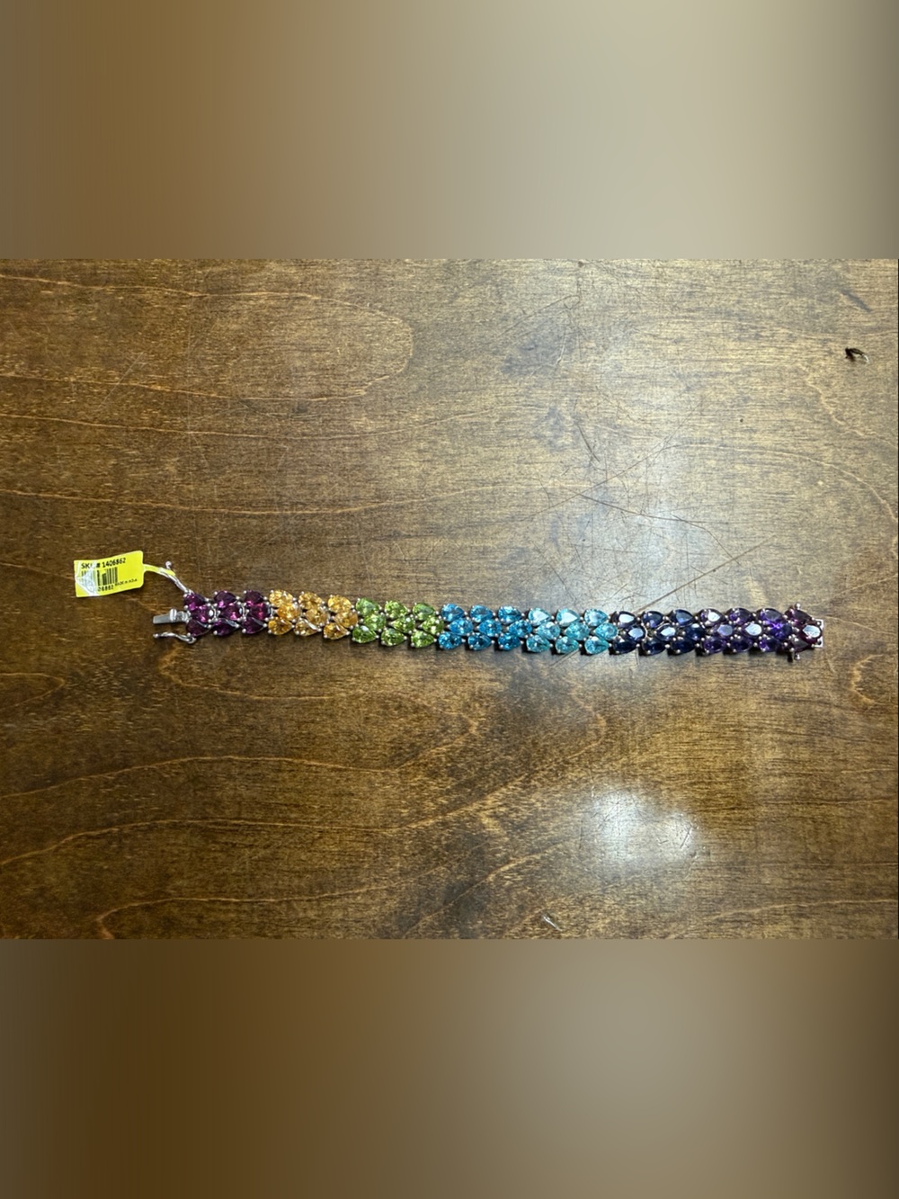 Sterling silver Rainbow Multicolor Crystal Tennis Bracelet